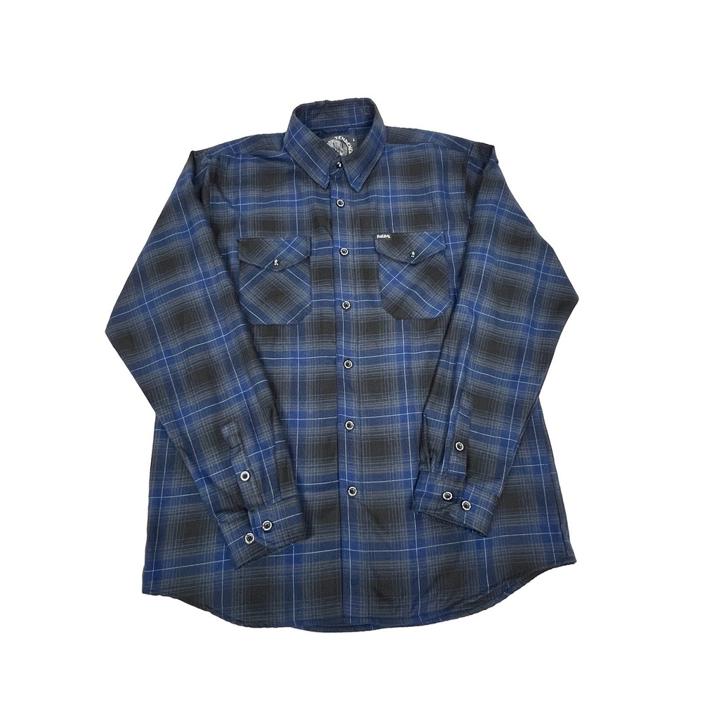 Dixxon Flannel Company Suicidal Tendencies Men's L Plaid Blue Black Long Sleeve